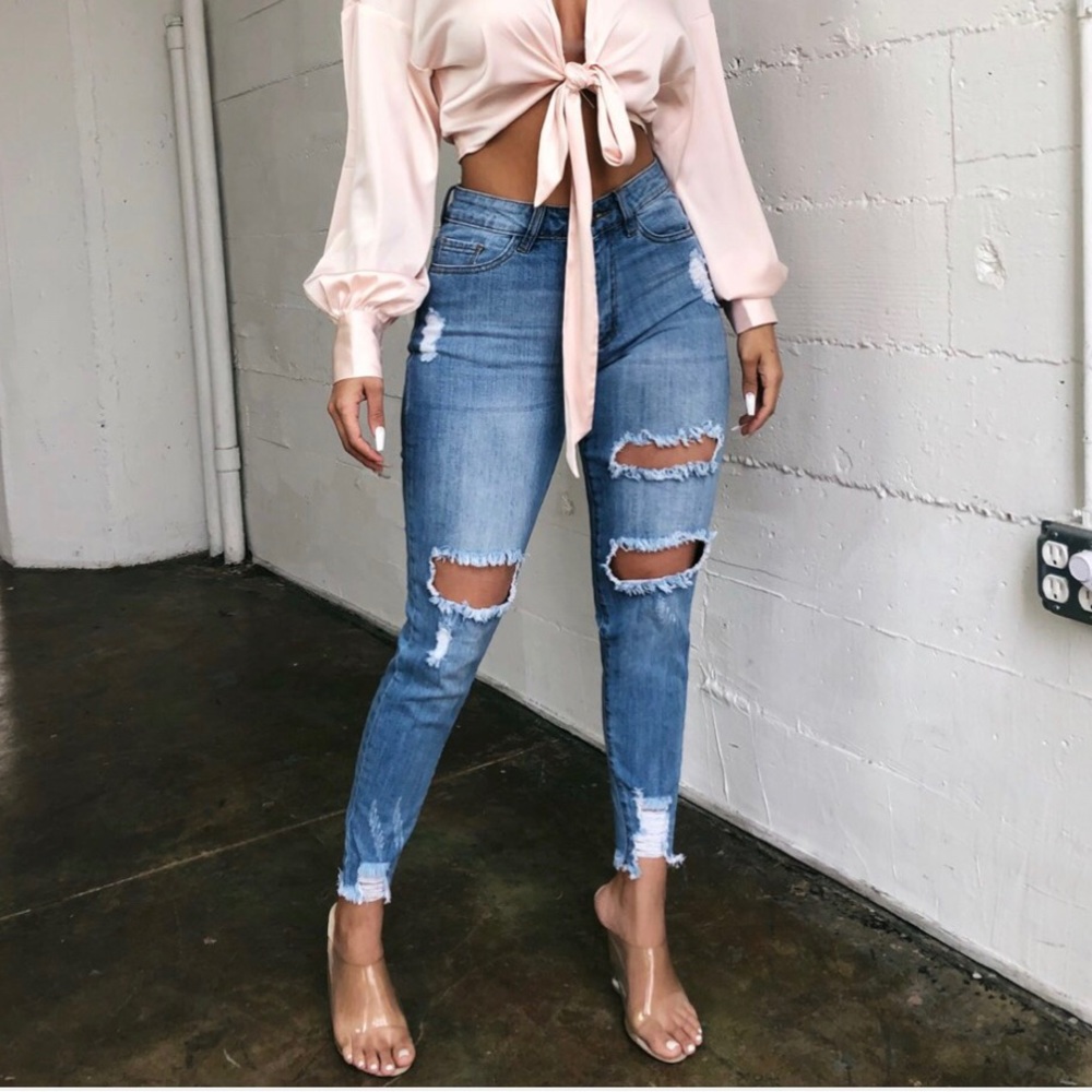 High rise skinny jeans